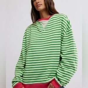 💚NWOT🩷 Free People We The Free Classic Striped Oversized Crewneck XS